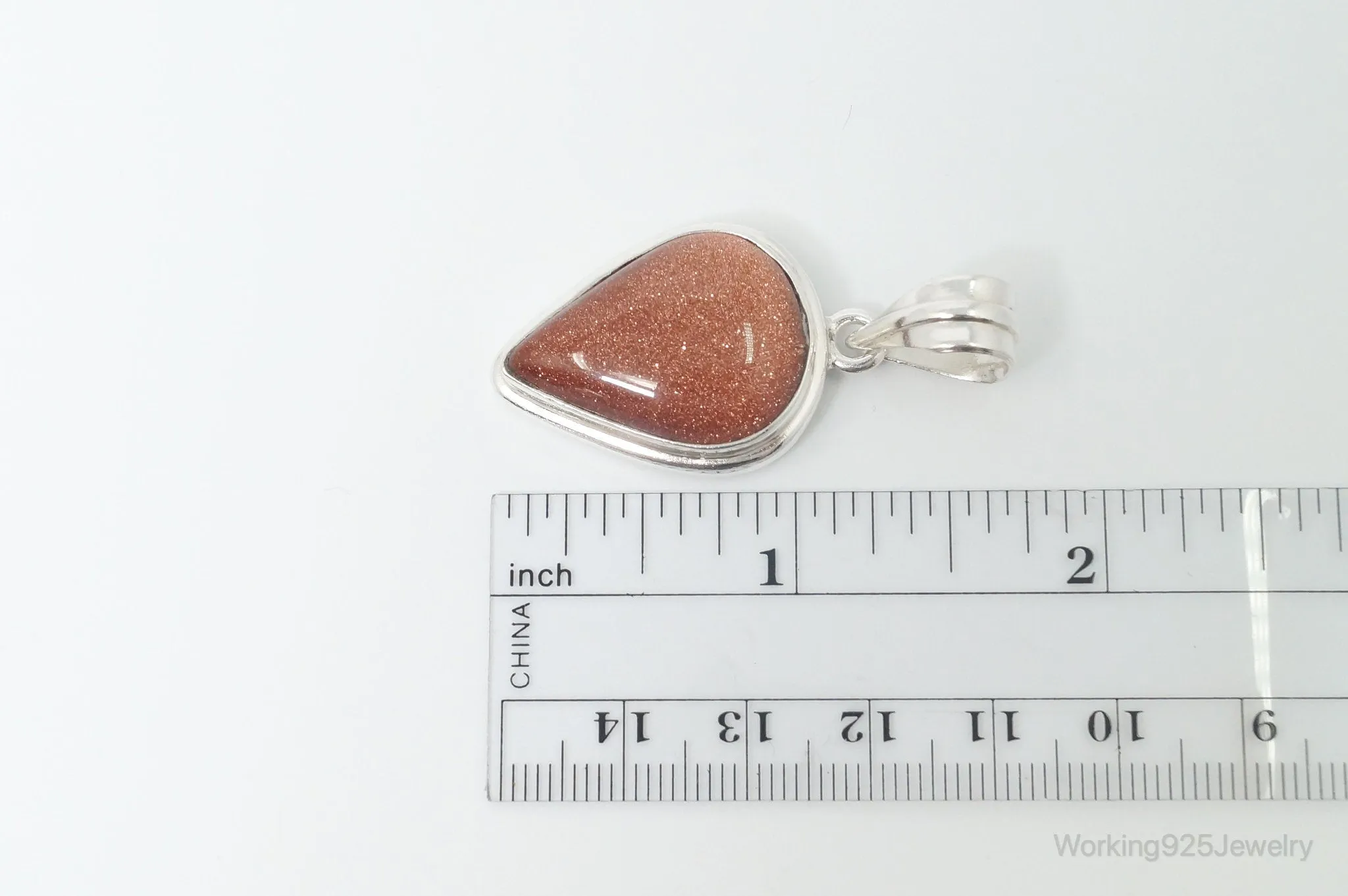 Vintage Large Goldstone Sterling Silver Southwestern Necklace Pendant