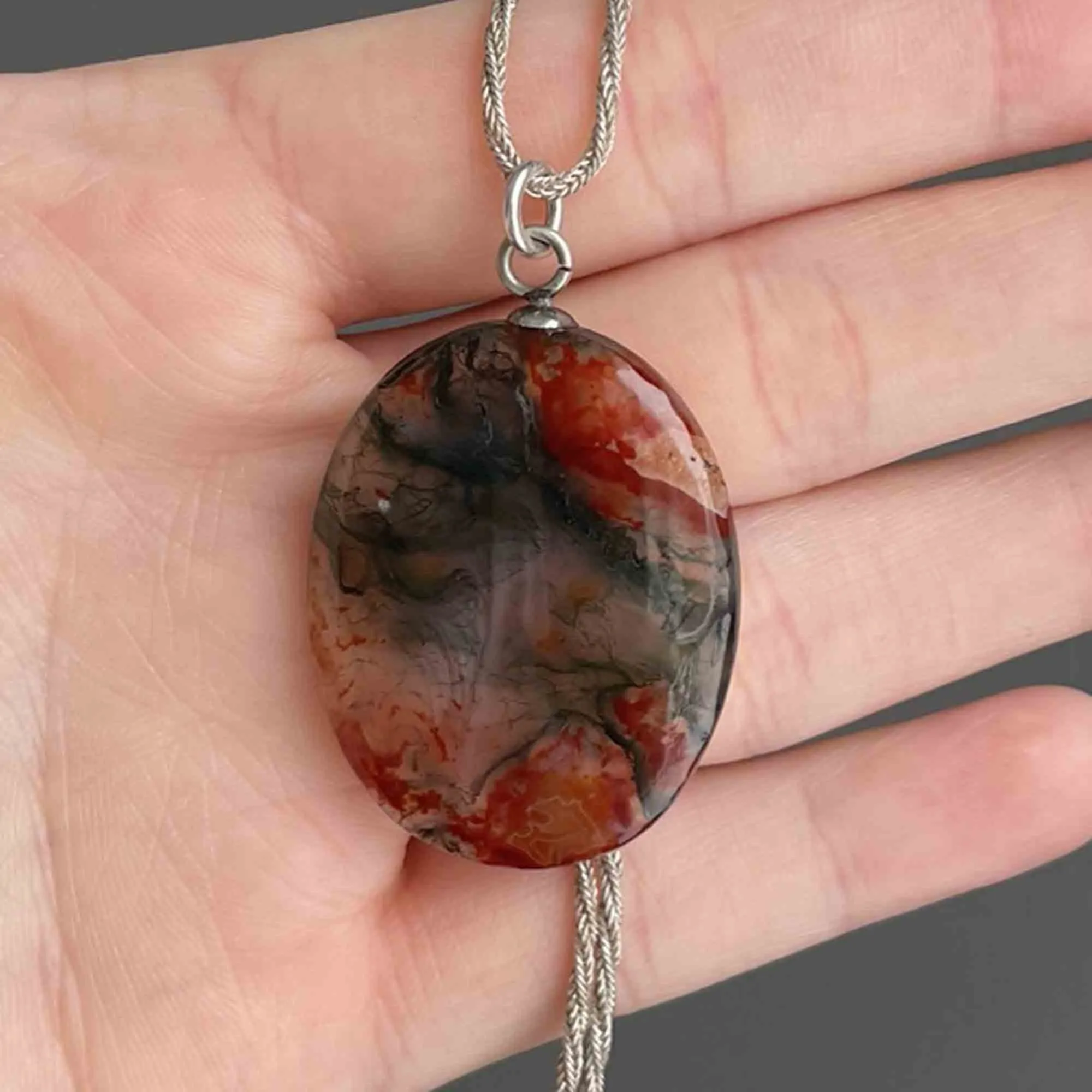 Vintage Scottish Moss Agate Pendant Necklace