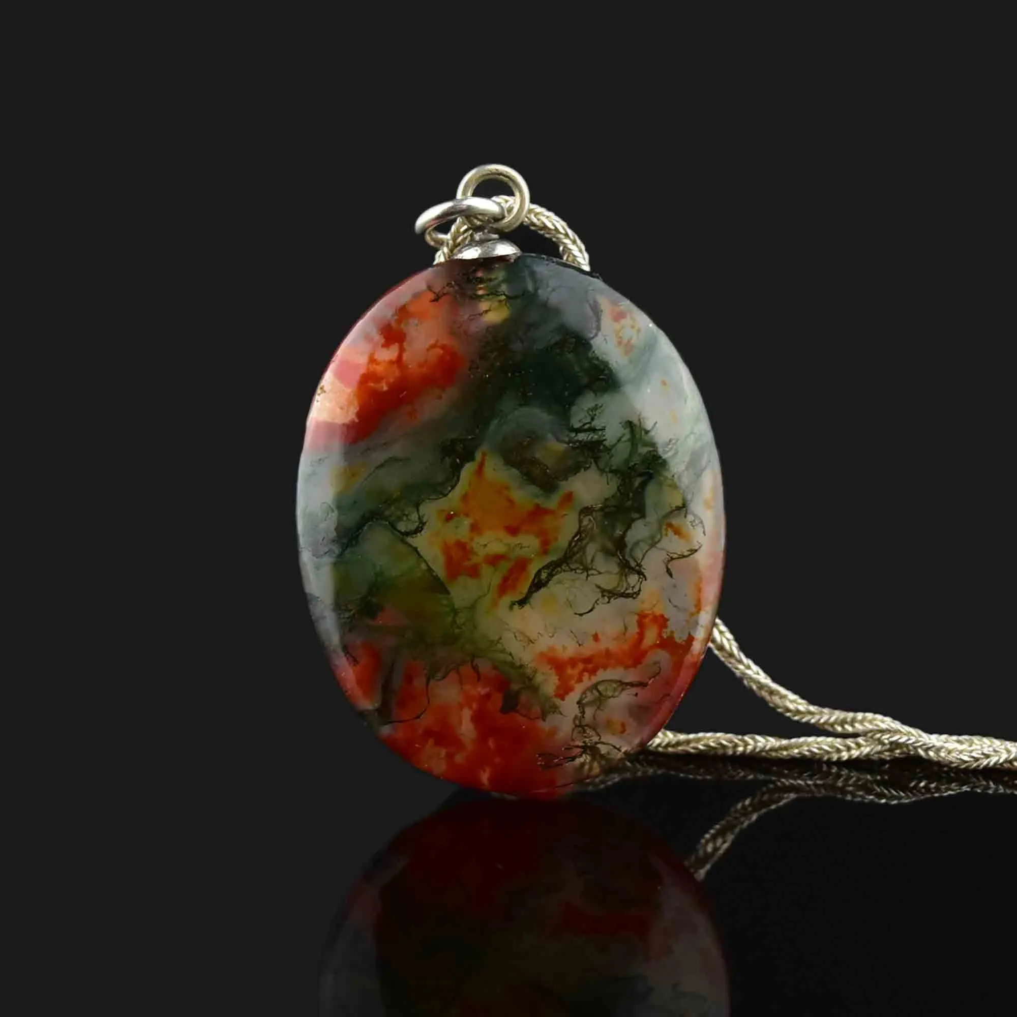 Vintage Scottish Moss Agate Pendant Necklace