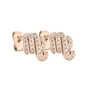 Virgo Earrings with CZ Stones - Rose Gold