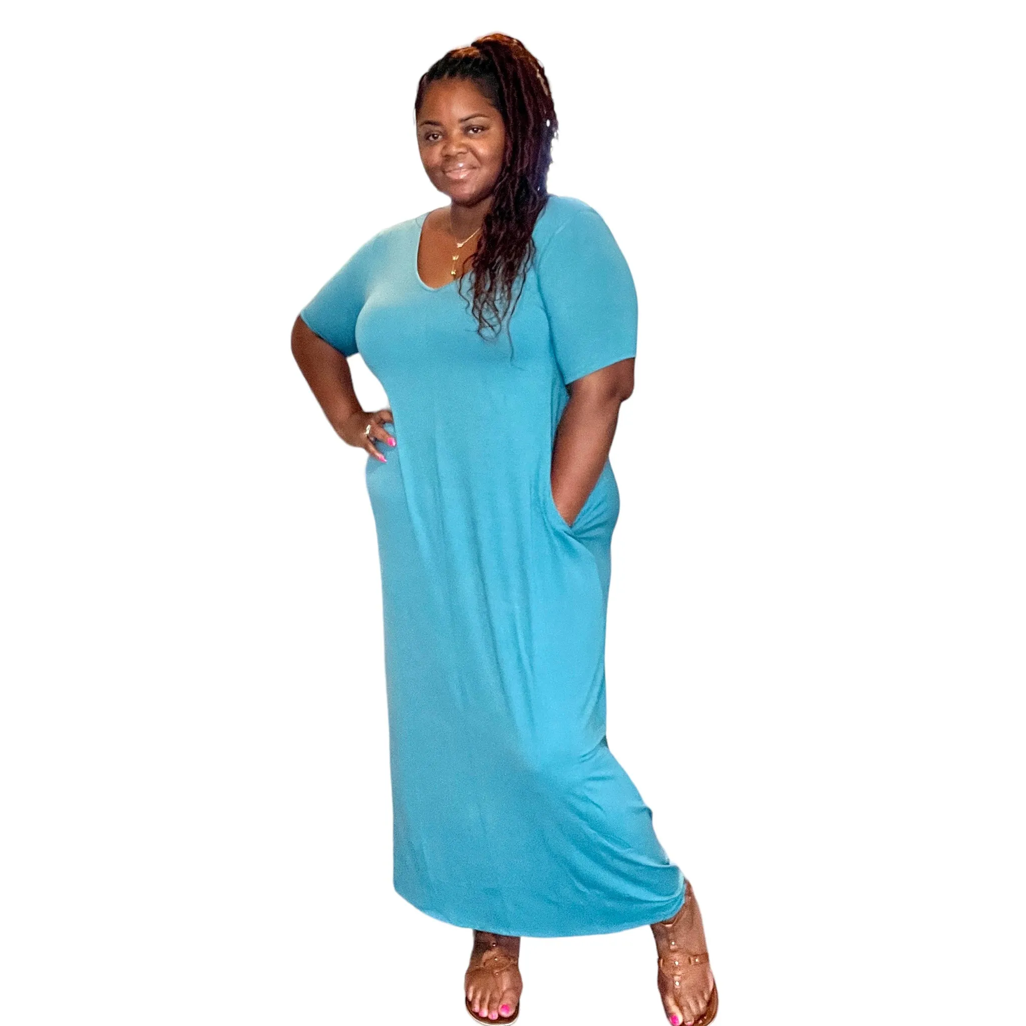 Women's Everyday V-neck Maxi Dress With Pockets