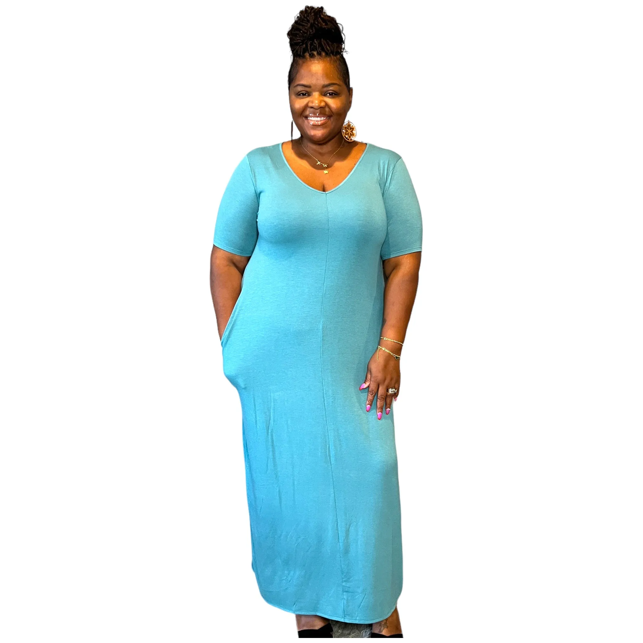 Women's Everyday V-neck Maxi Dress With Pockets