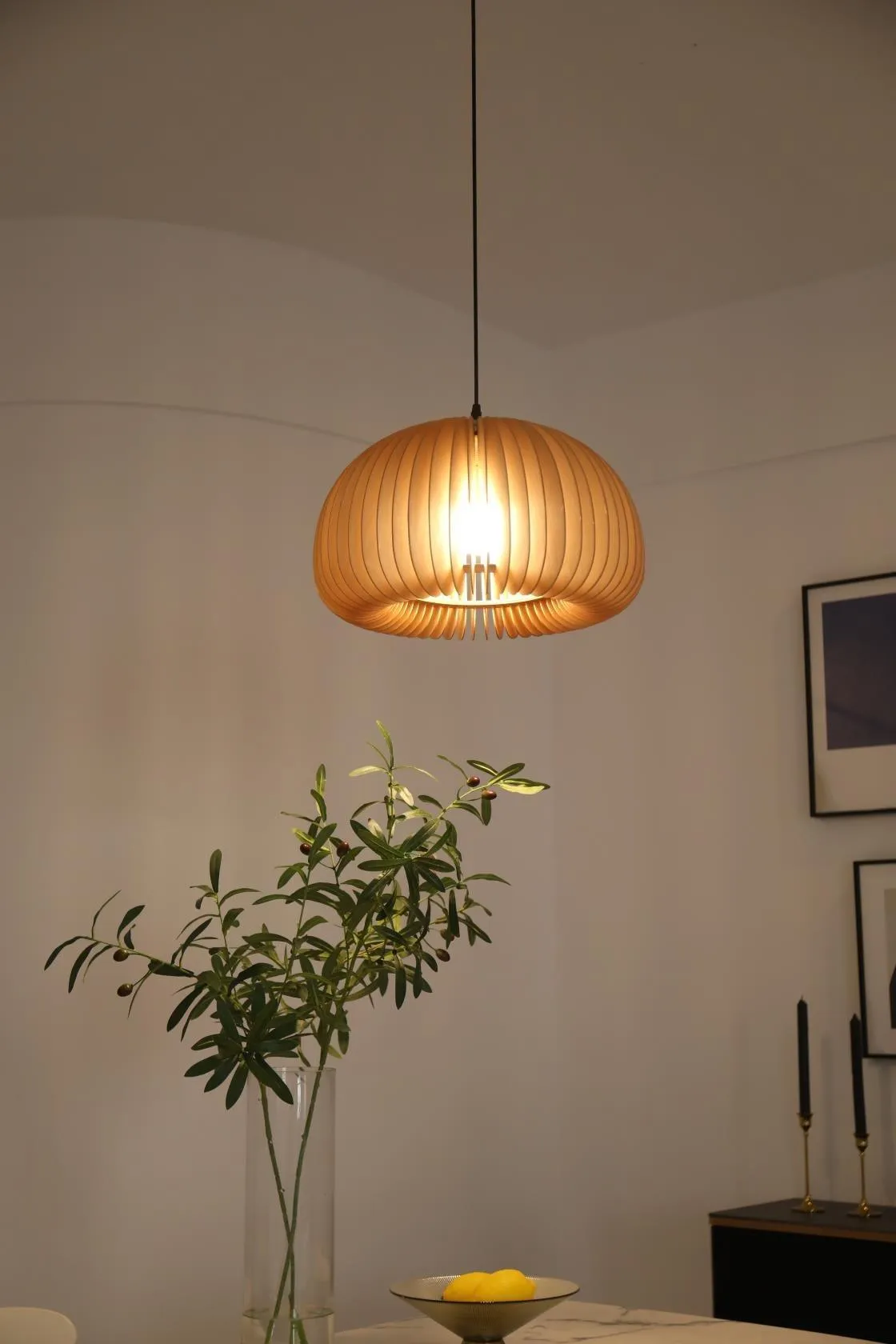 Wooden Pumpkin Pendant Lamp