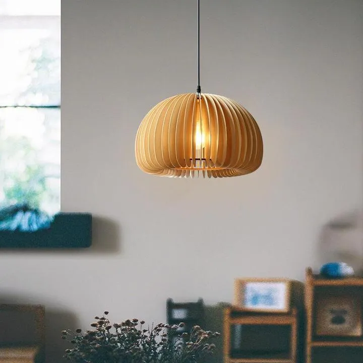 Wooden Pumpkin Pendant Lamp