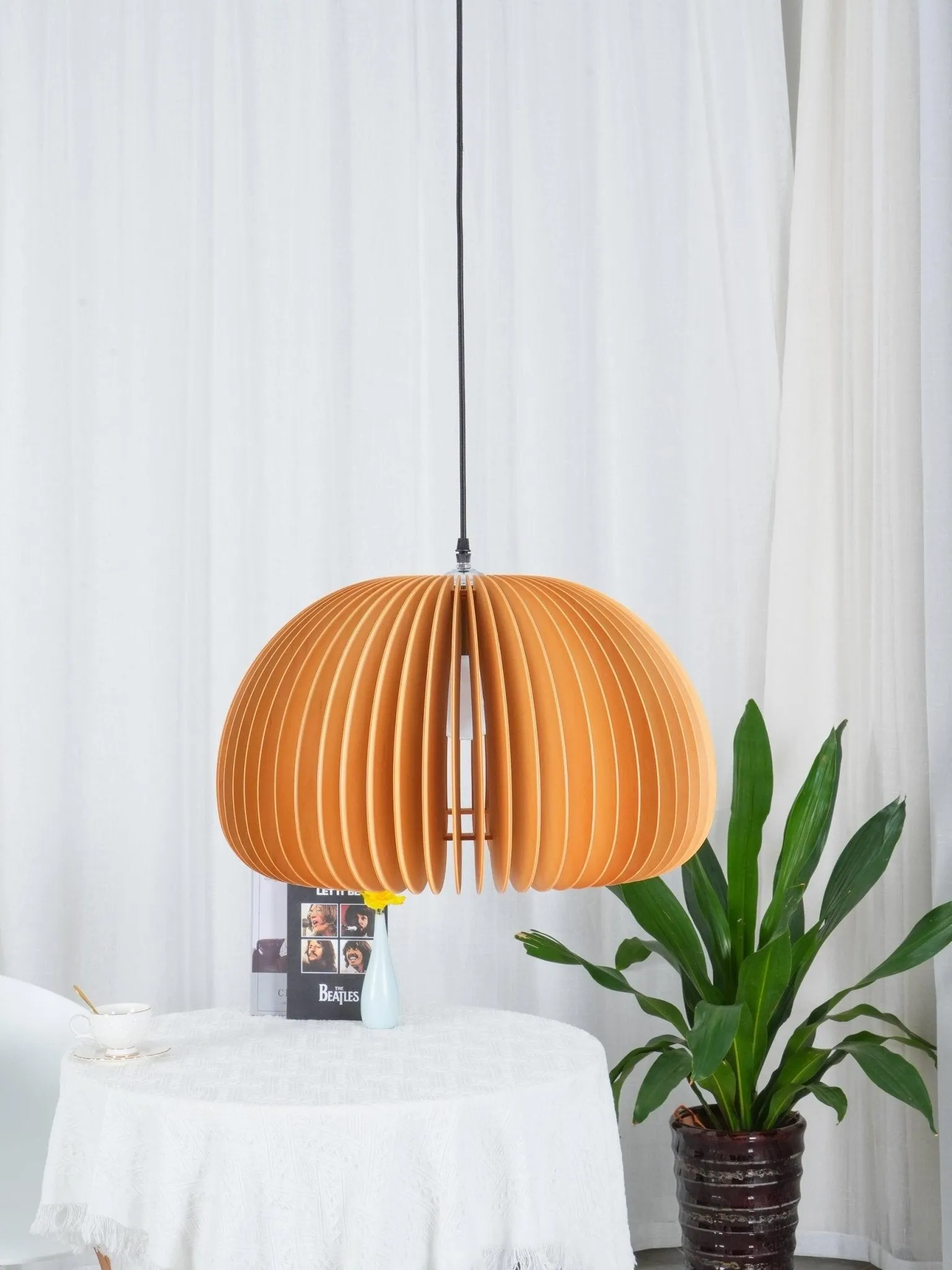 Wooden Pumpkin Pendant Lamp