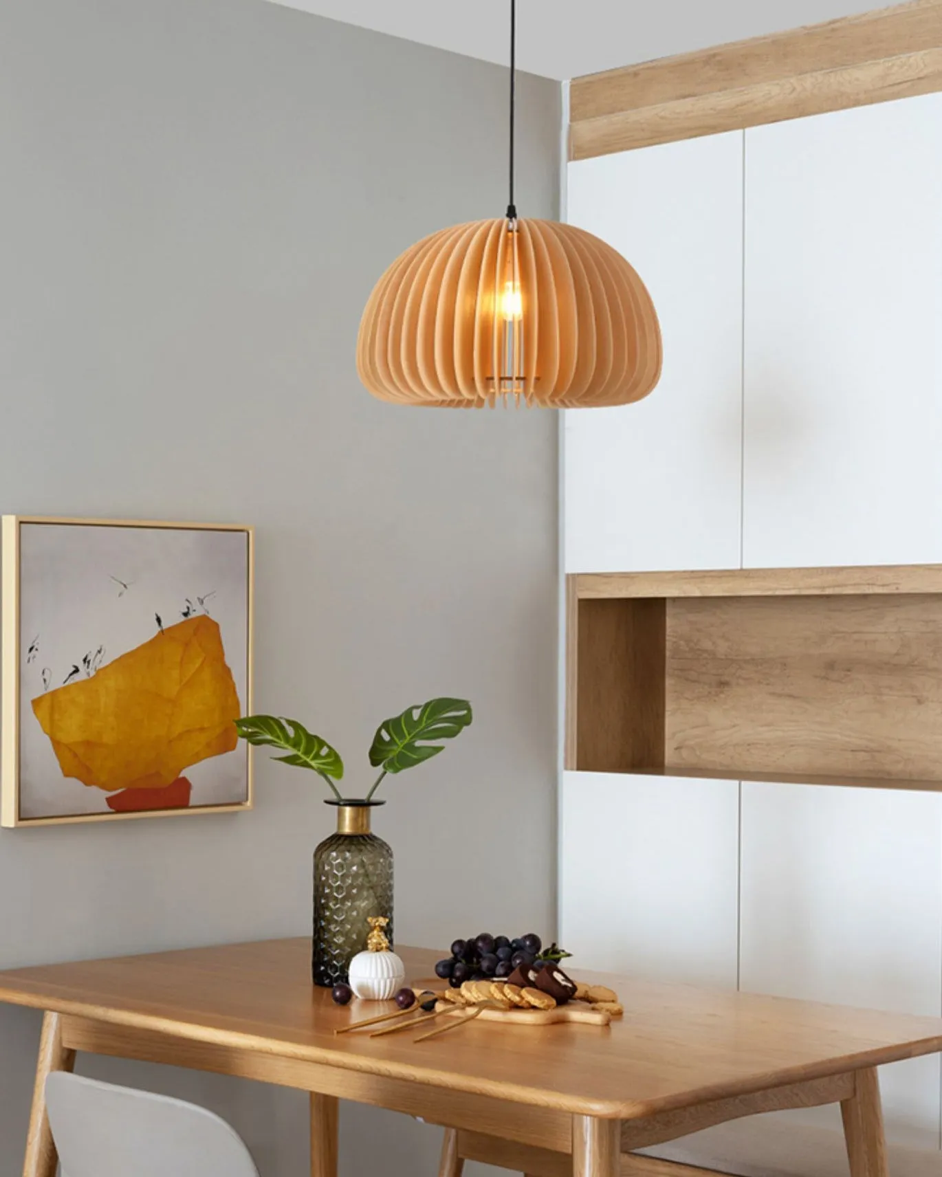 Wooden Pumpkin Pendant Lamp