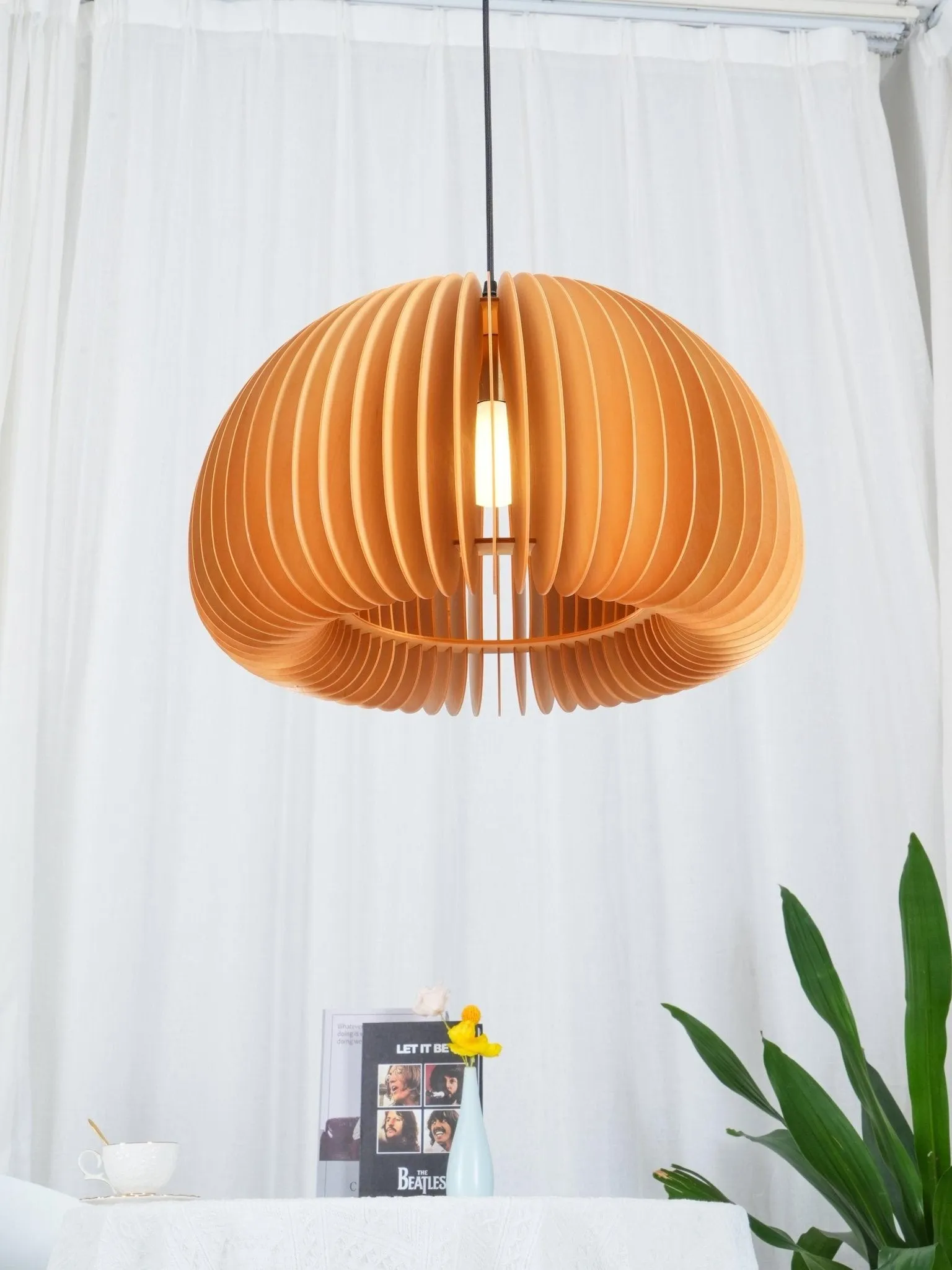 Wooden Pumpkin Pendant Lamp