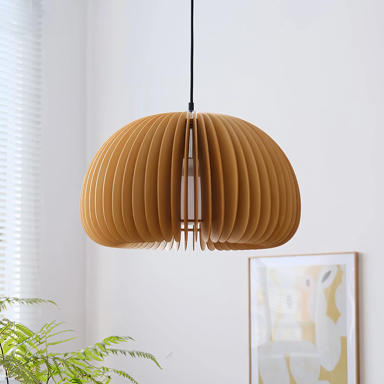 Wooden Pumpkin Pendant Lamp