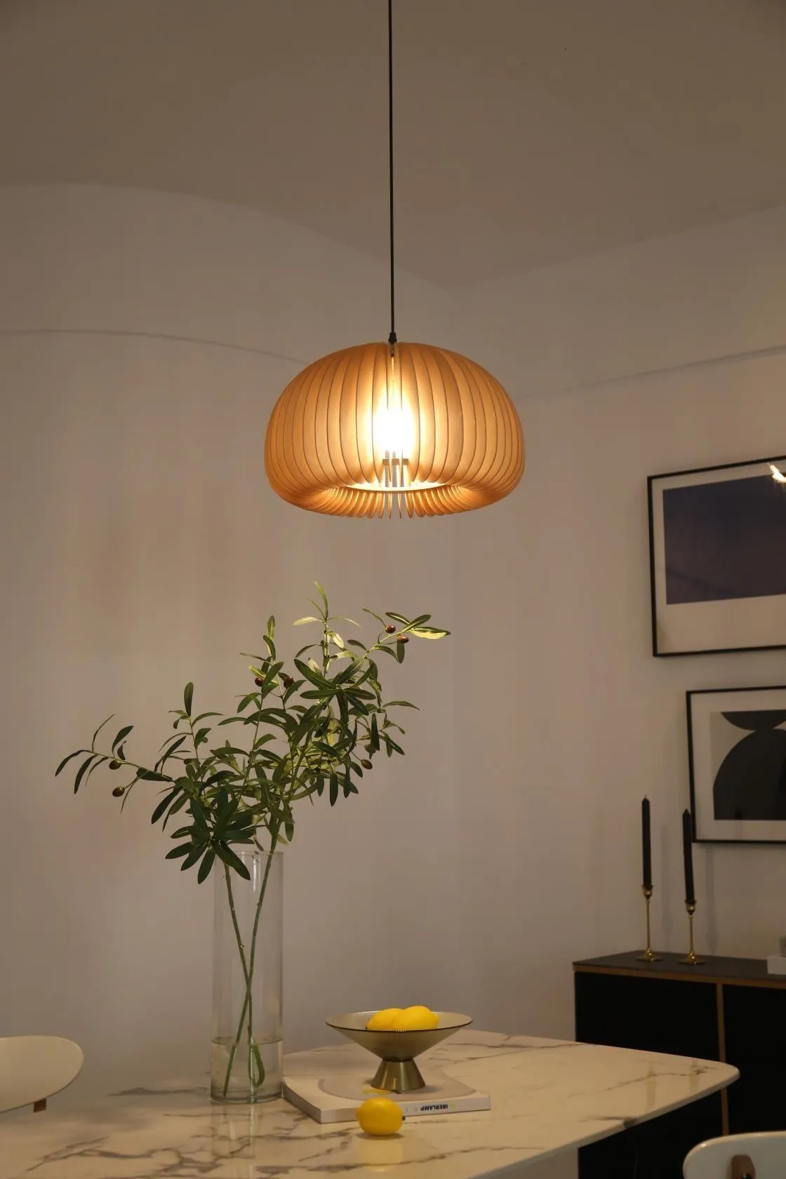 Wooden Pumpkin Pendant Lamp