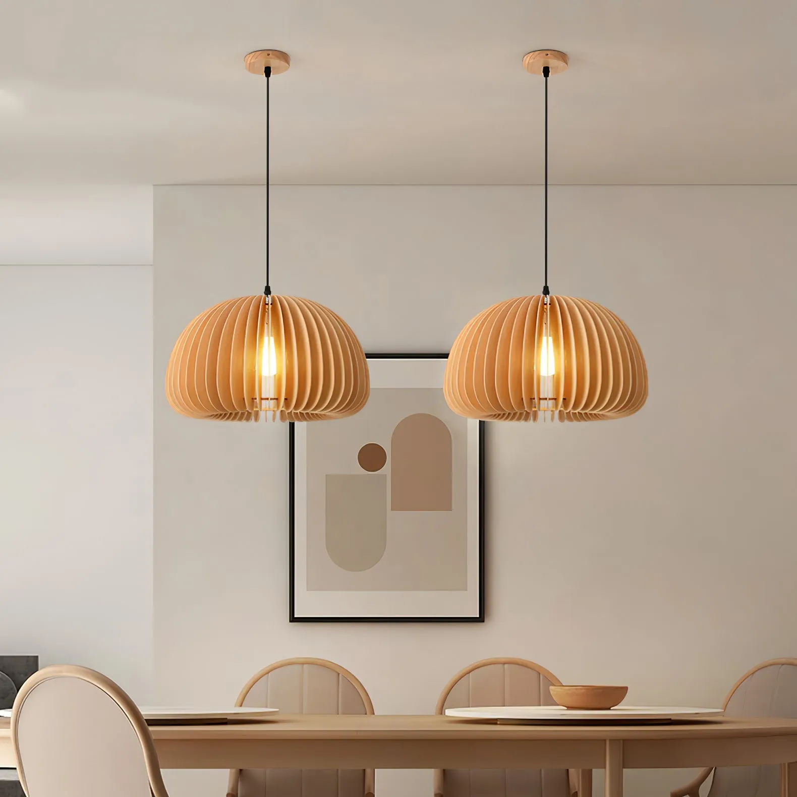 Wooden Pumpkin Pendant Lamp