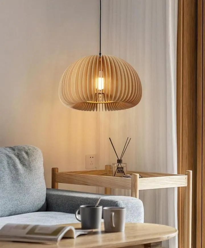 Wooden Pumpkin Pendant Lamp