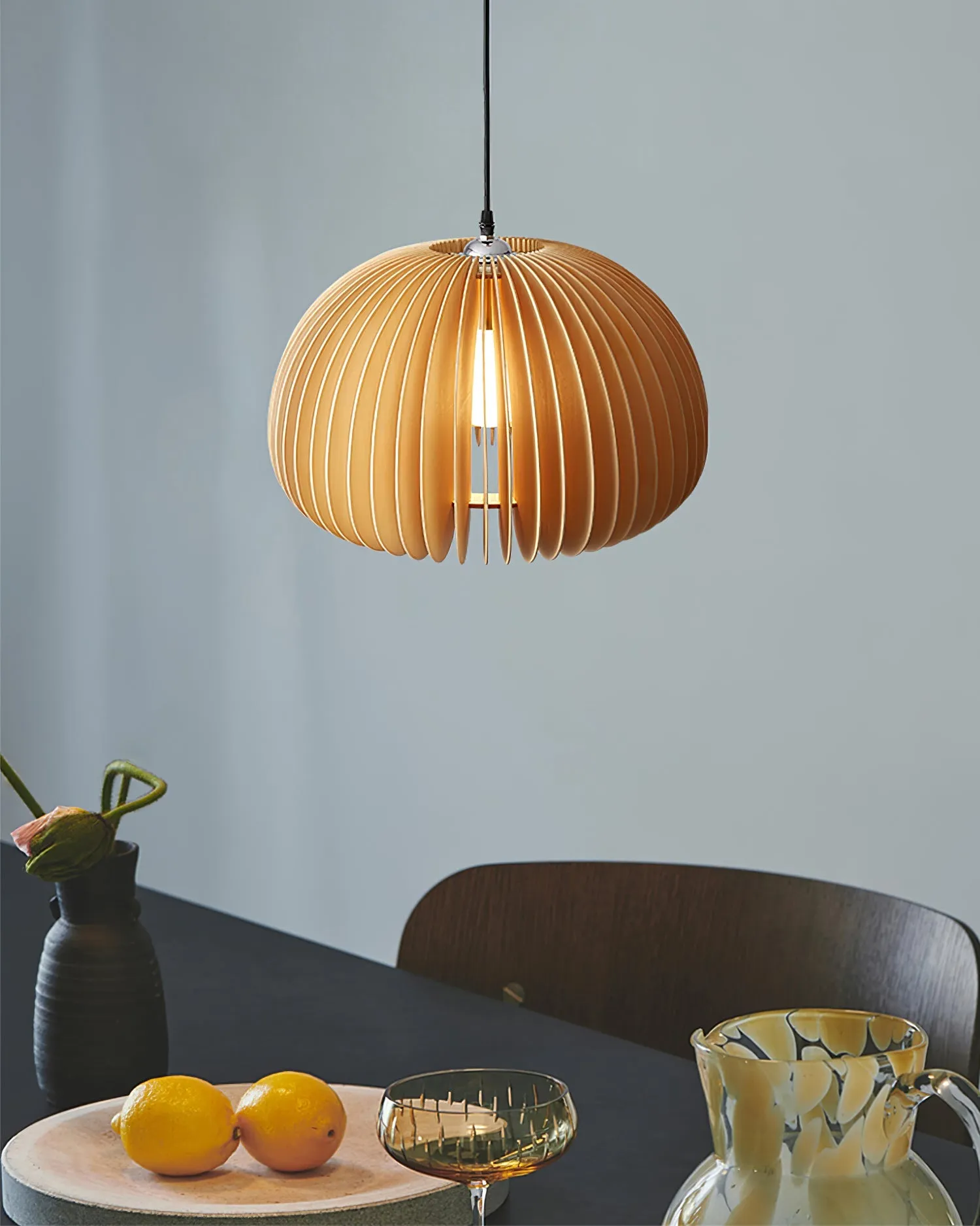 Wooden Pumpkin Pendant Lamp