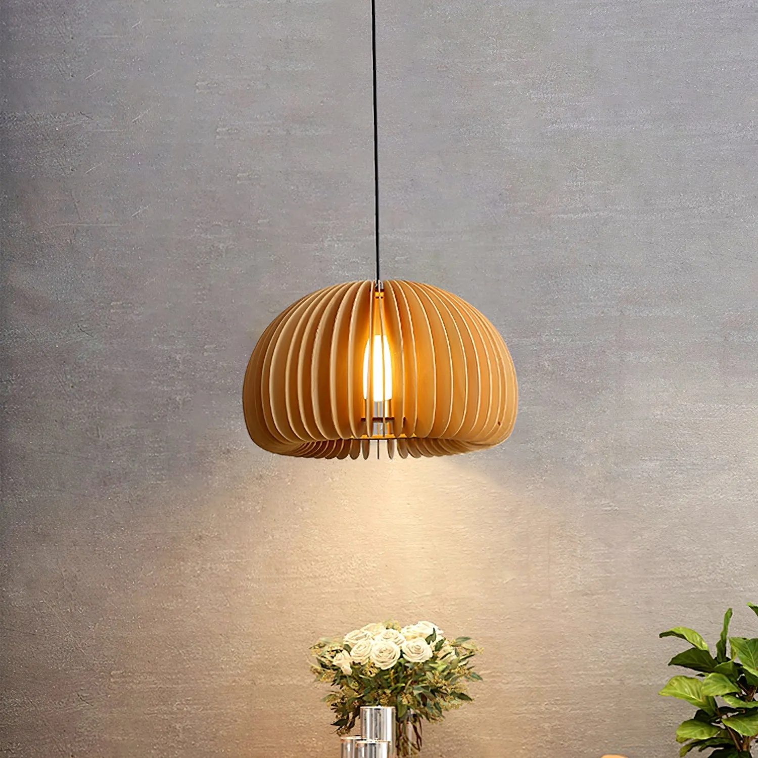 Wooden Pumpkin Pendant Lamp