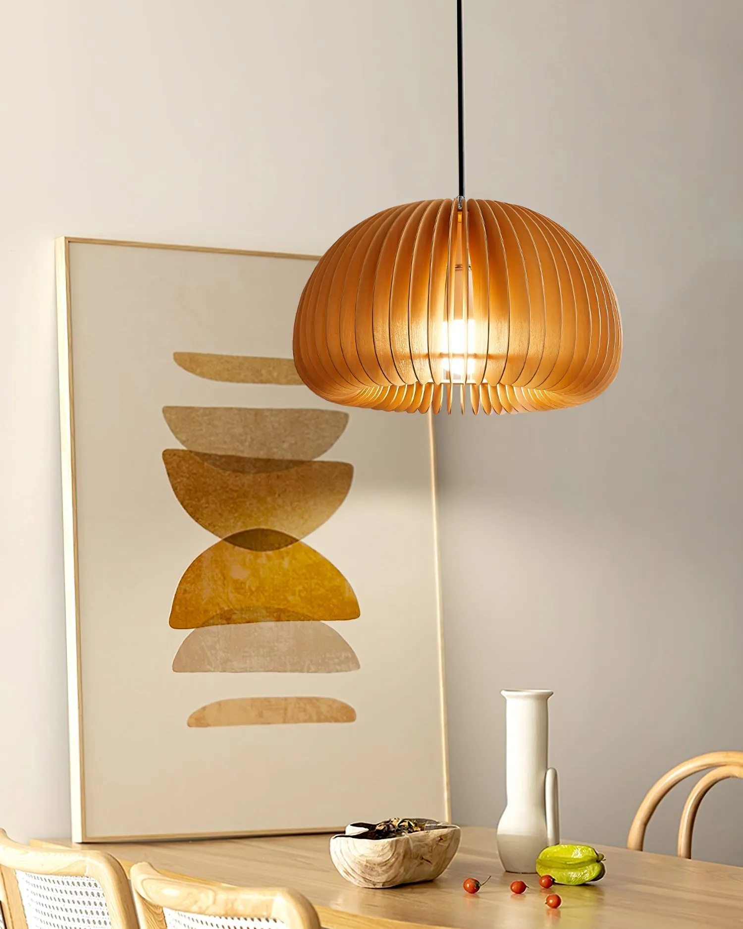 Wooden Pumpkin Pendant Lamp