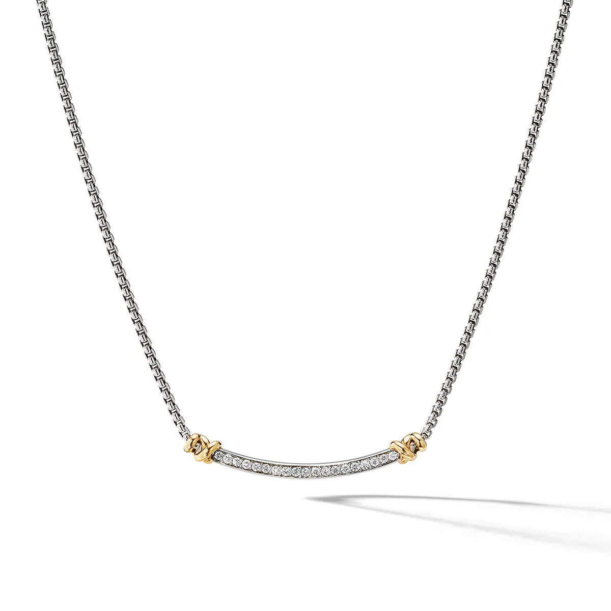 Wrap Station Necklace in Sterling Silver with 18K Yellow Gold and Pave Diamonds